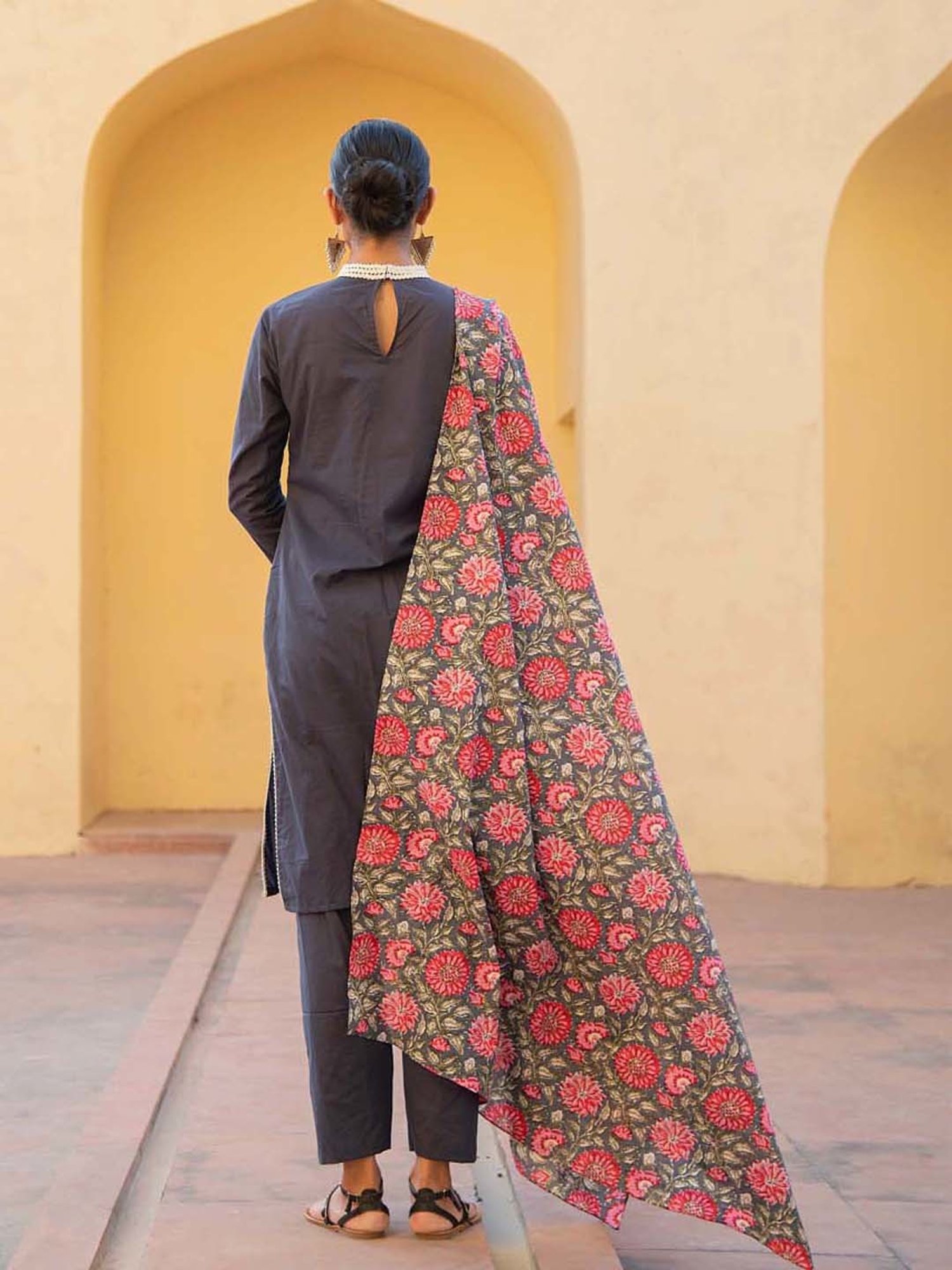 KAORI BY SHREYA AGARWAL Blue Cotton Kurta Pant Set With Dupatta