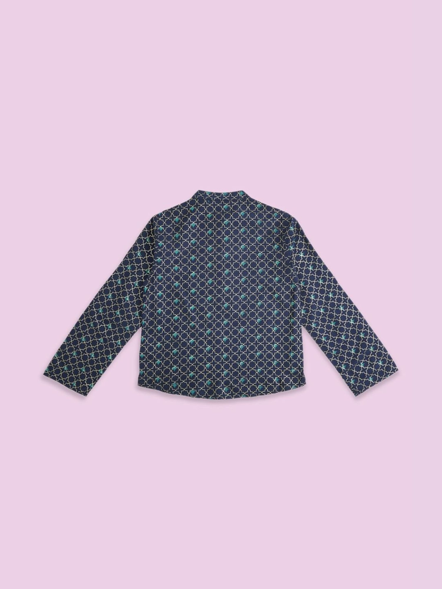 Indus Route by Pantaloons Kids Blue Printed Full Sleeves Kurta