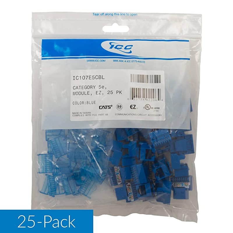 CAT5e RJ45 Keystone Jack for EZ Style Blue 25Pack