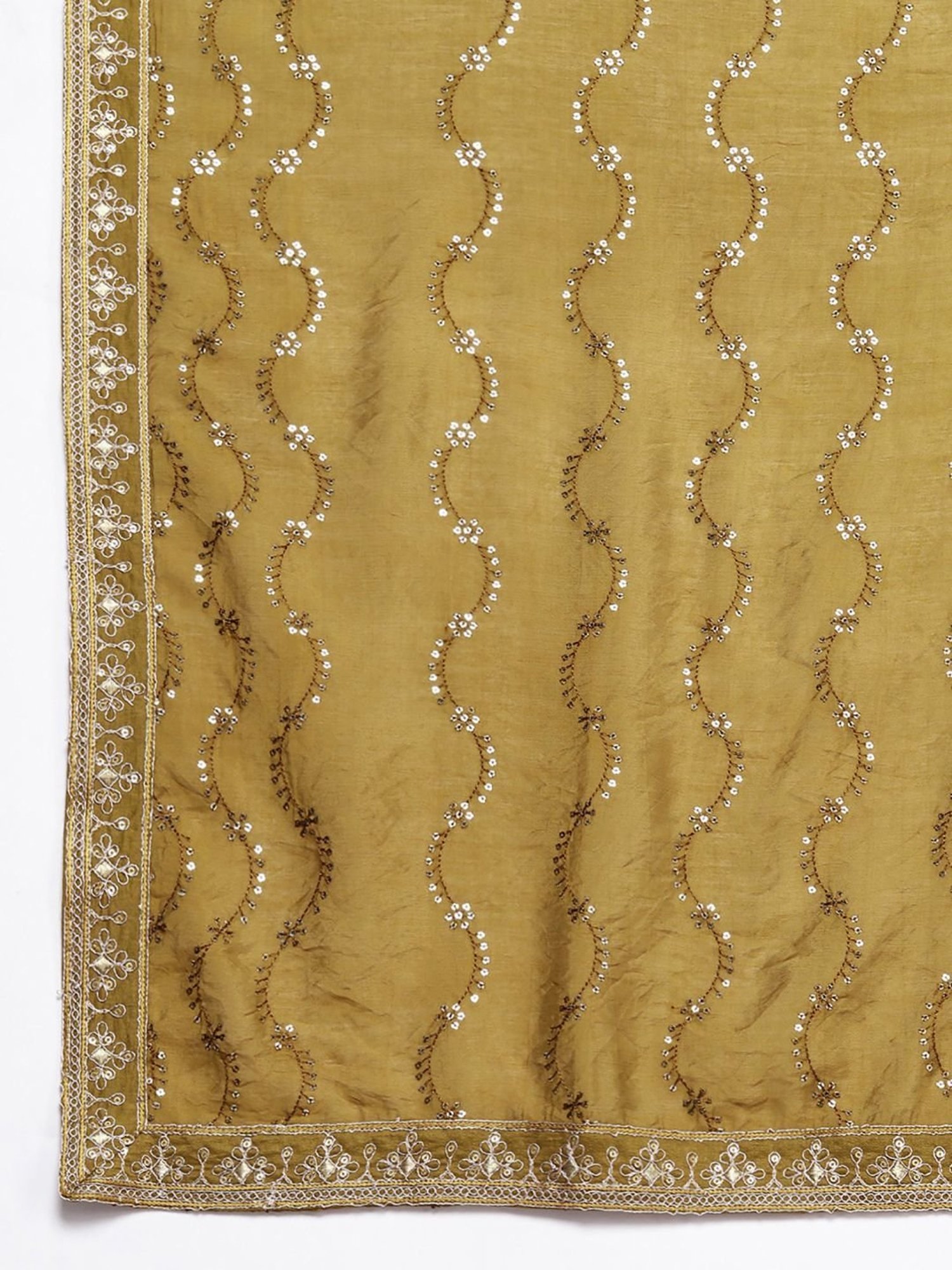Indo Era Mustard Embroidered Kurta Pant Set With Dupatta