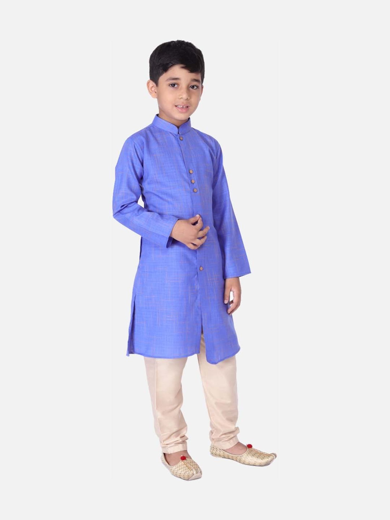 TABARD Kids Blue & Beige Cotton Printed Kurta Set