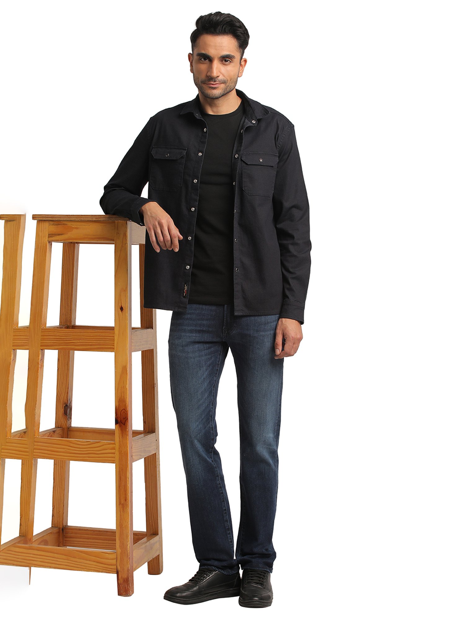 EVERBLUE Dark Ink Blue Regular Fit Shirt