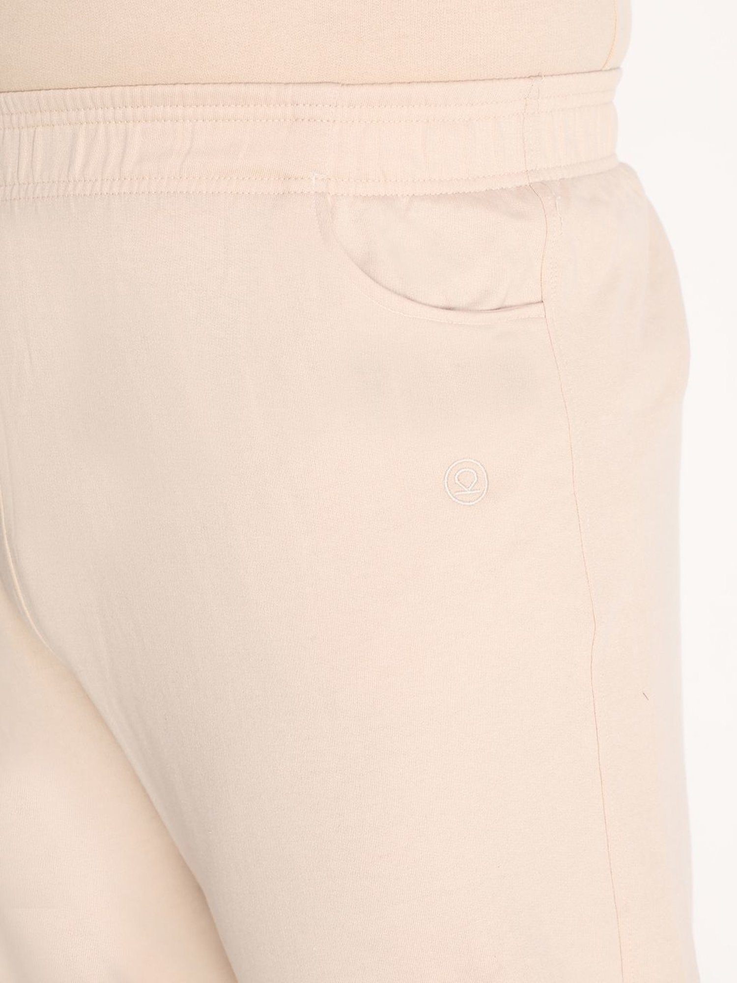 Chkokko Pastel Beige Cotton Relaxed Fit Trackpants