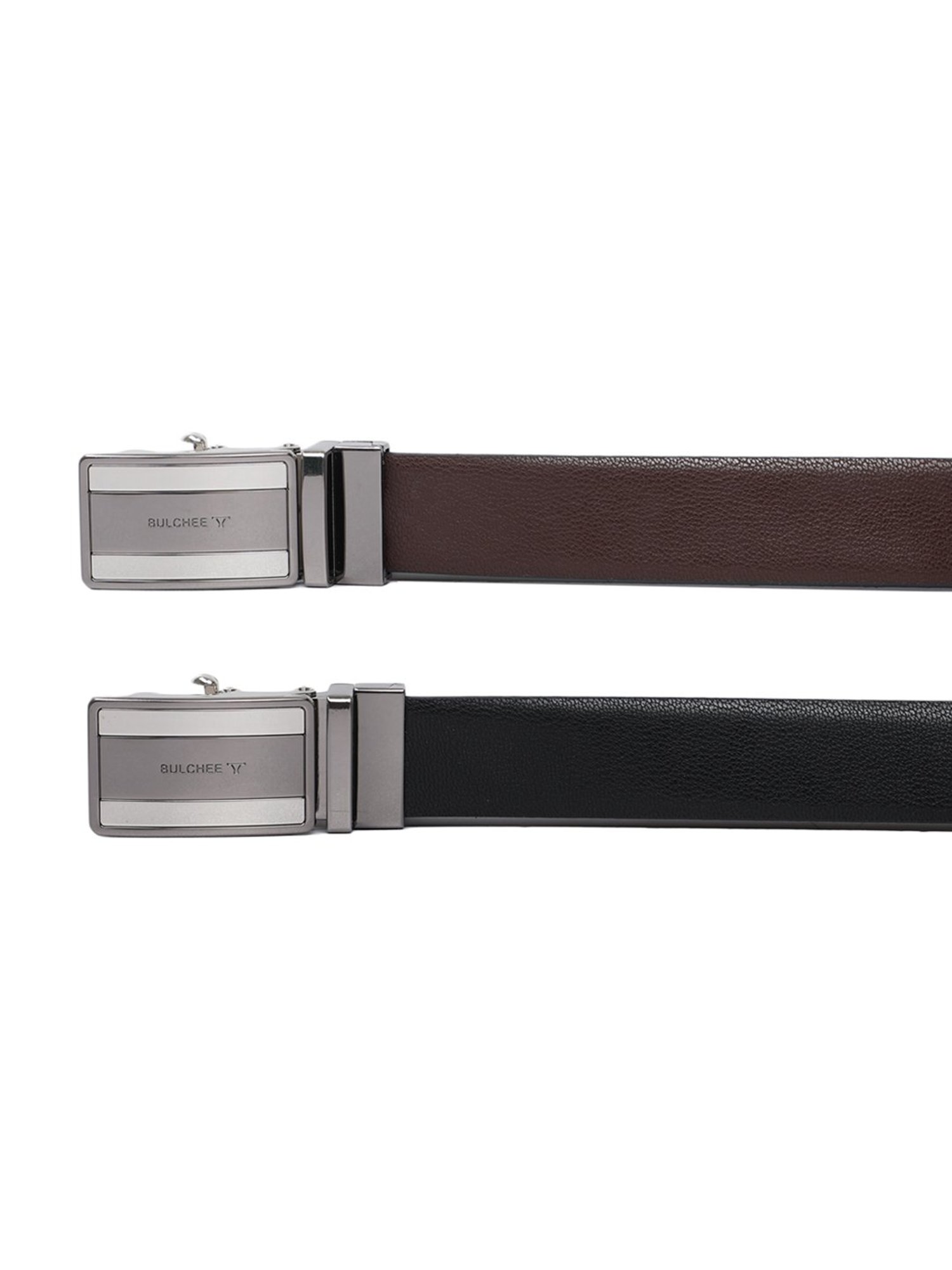 BELWABA Black Textured Formal Leather Belt for Men