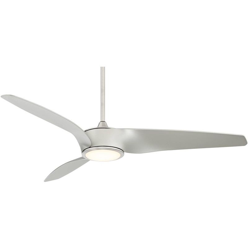 56" Casa Vieja Farmhouse 3 Blade Ceiling Fan with Light LED Remote Dimmable Brushed Nickel House Bedroom Living Room Home Kitchen
