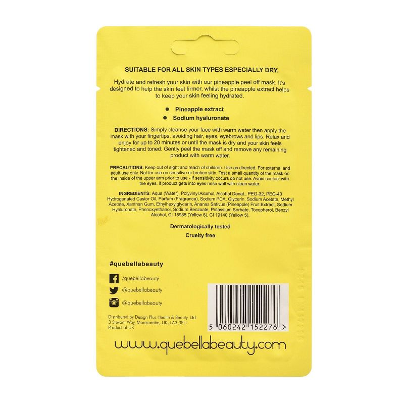 Que Bella Hydrating Pineapple Peel Off Face Mask - 0.35oz