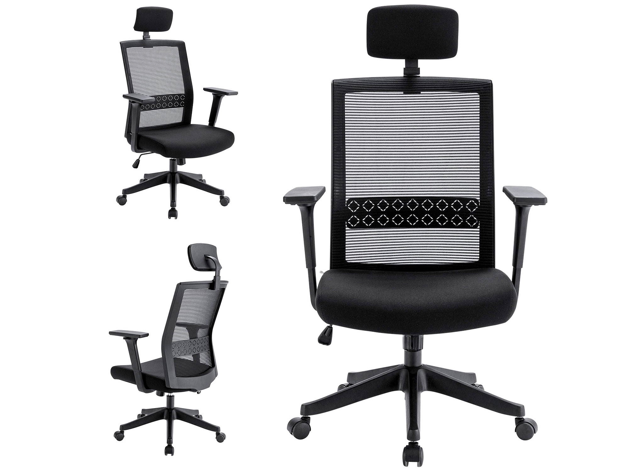 Qwork Ergonomic Office Chair Adjustable Headrest Mesh Office Chair Office Desk Chair Swivel Computer Task Chair