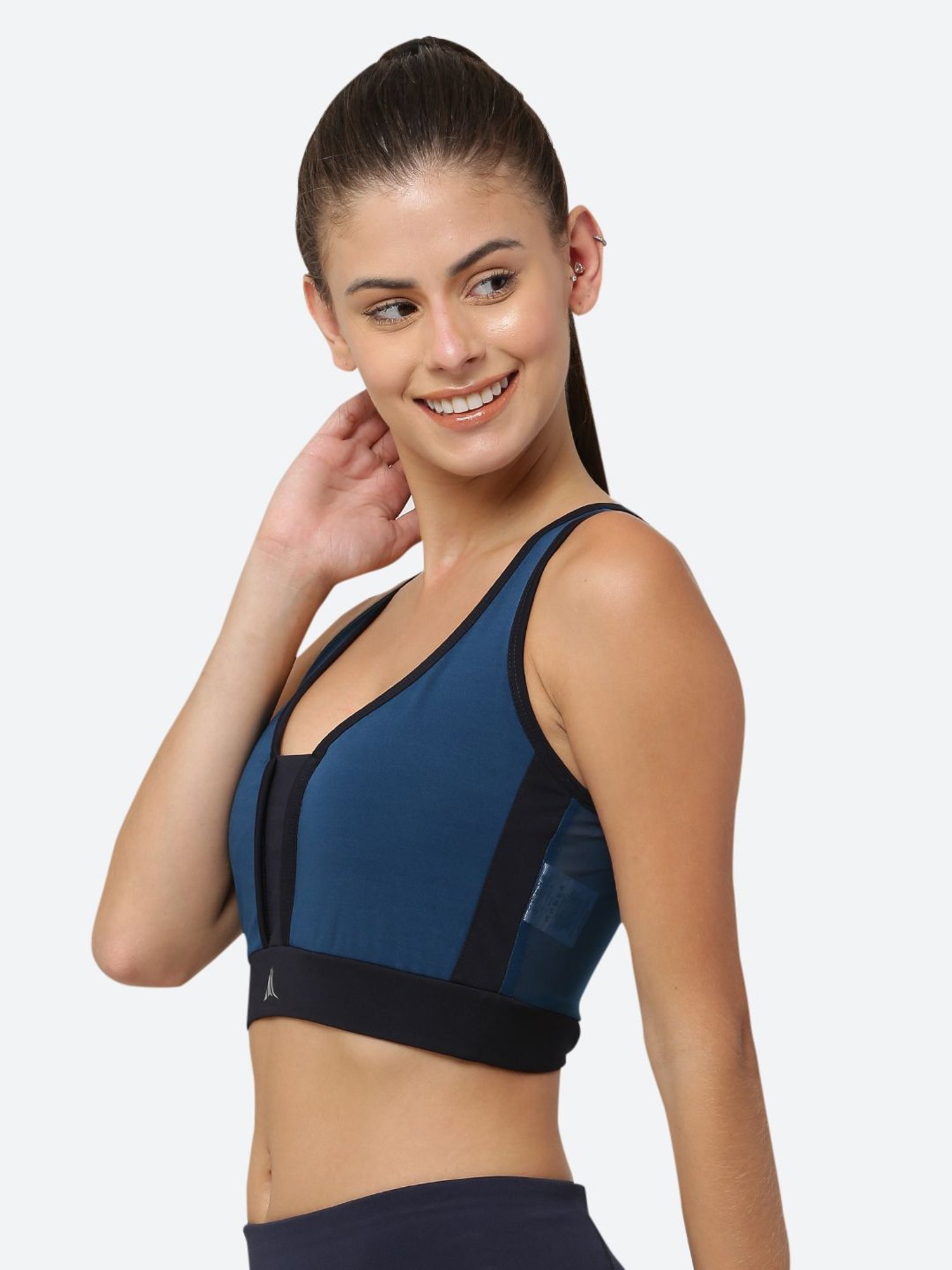 Fitleasure Teal Non Wired Padded Sports Bra