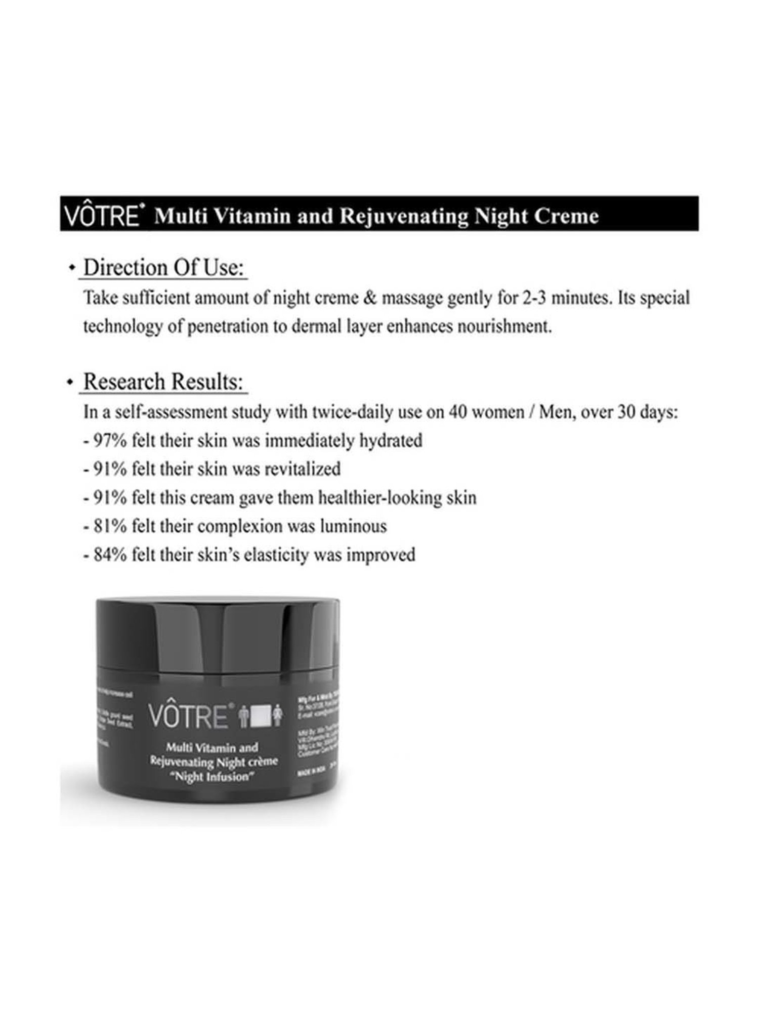 Votre Night Infusion Multi Vitamin & Rejuvenating Night Creme - 30 gm