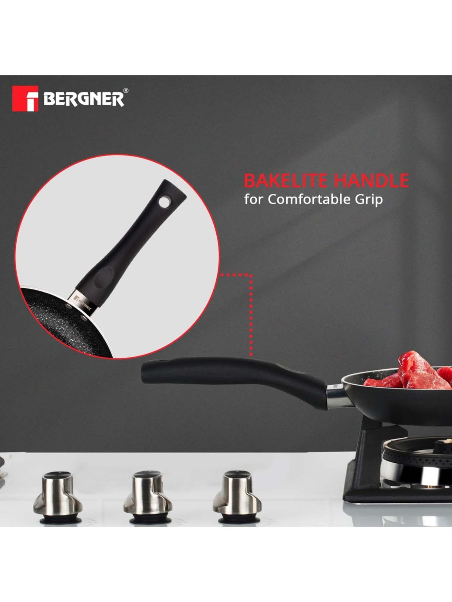 Bergner Black Aluminium Frypan - Set of 1