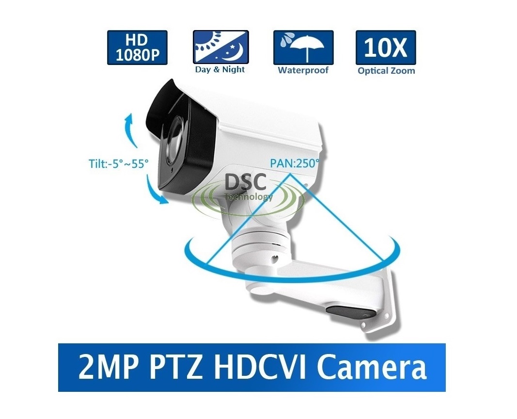 2MP CMOS HD-CVI MINI PTZ BULLET CAMERA 10X OPTICAL ZOOM 1080P 5.1-5mm LENS IP66, BNC 12VDC -MUST Need  CVI CAPABLE DVR!