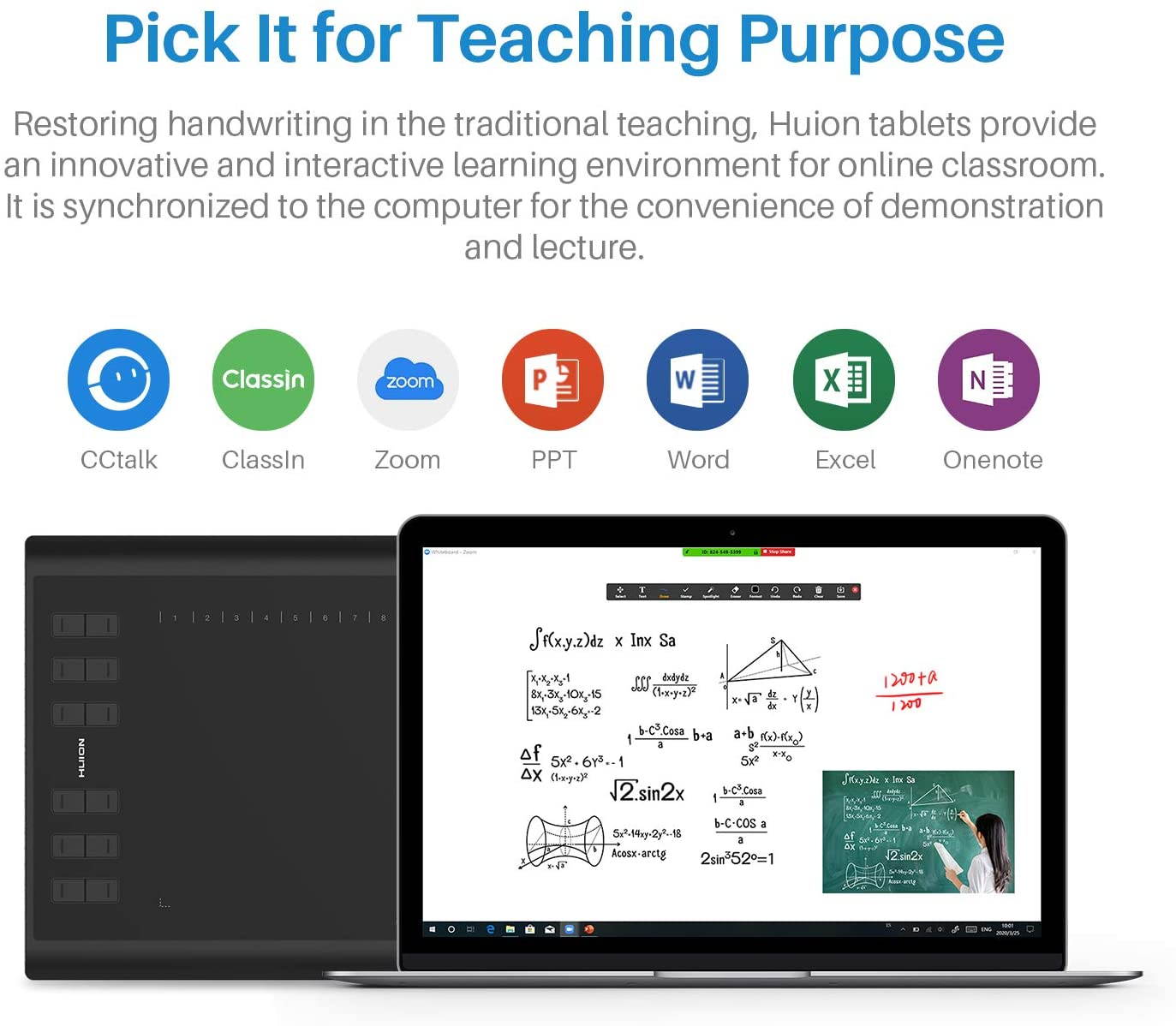 Huion Inspiroy H1060P Graphics Drawing Tablet with Tilt Response Battery-Free Stylus and 8192 Pen Pressure Sensitivity
