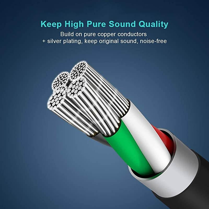 35mm Aux Cable  35mm Male to Male Auxiliary Cord Stereo Audio Cables Compatible with iPhones Tablets Headphone HomeCar Stereos amp More 2Pack 6 Feet