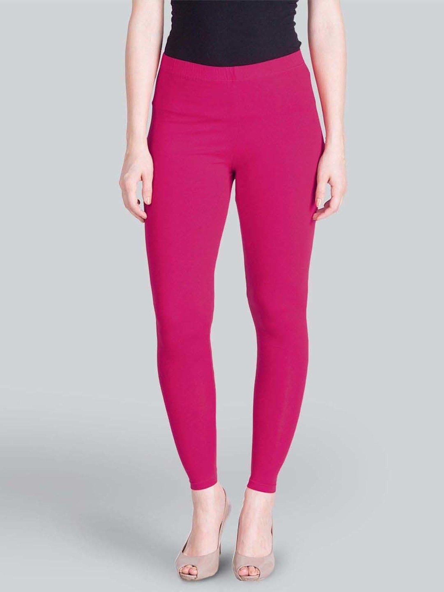Lyra Pink Cotton Ankle Length Leggings