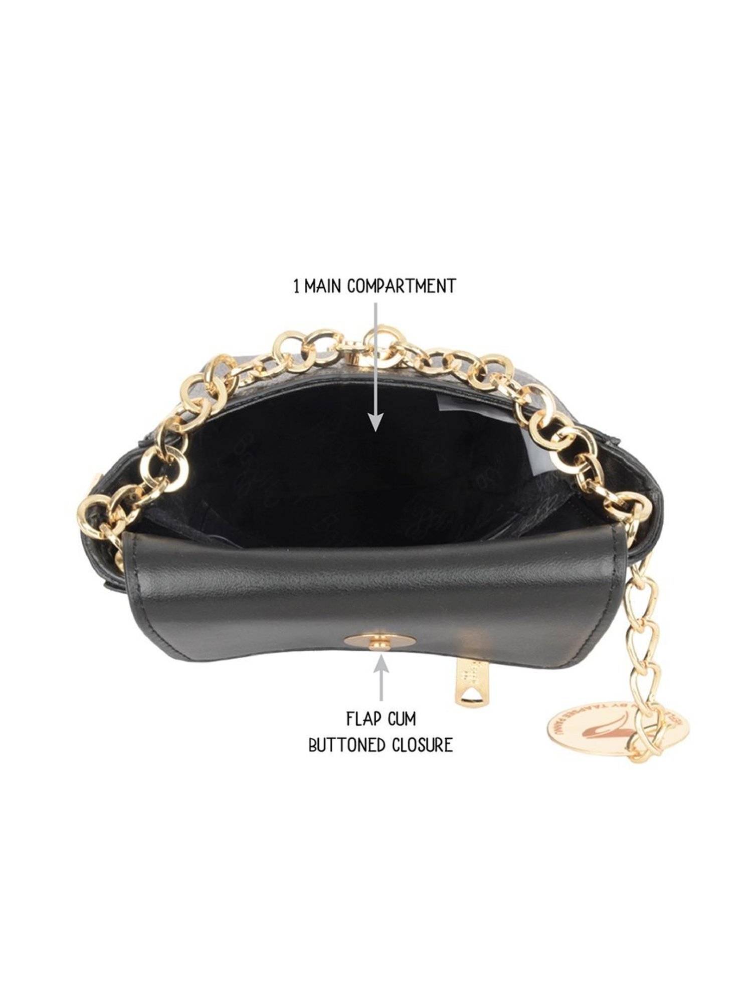 Baggit Aristo Black PU Solid Sling Handbag