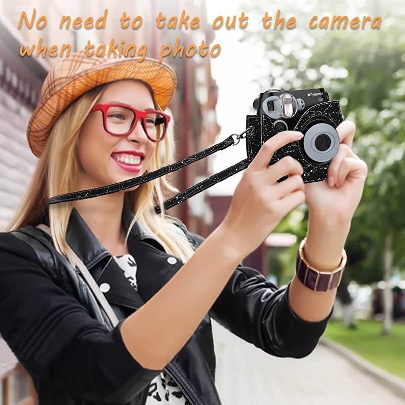 Protective Case Compatible with Polaroid PIC300 Fujifilm Instax Mini 7s Instant Film Camera Premium Vegan Leather Bag Cover with Removable Strap Constellation