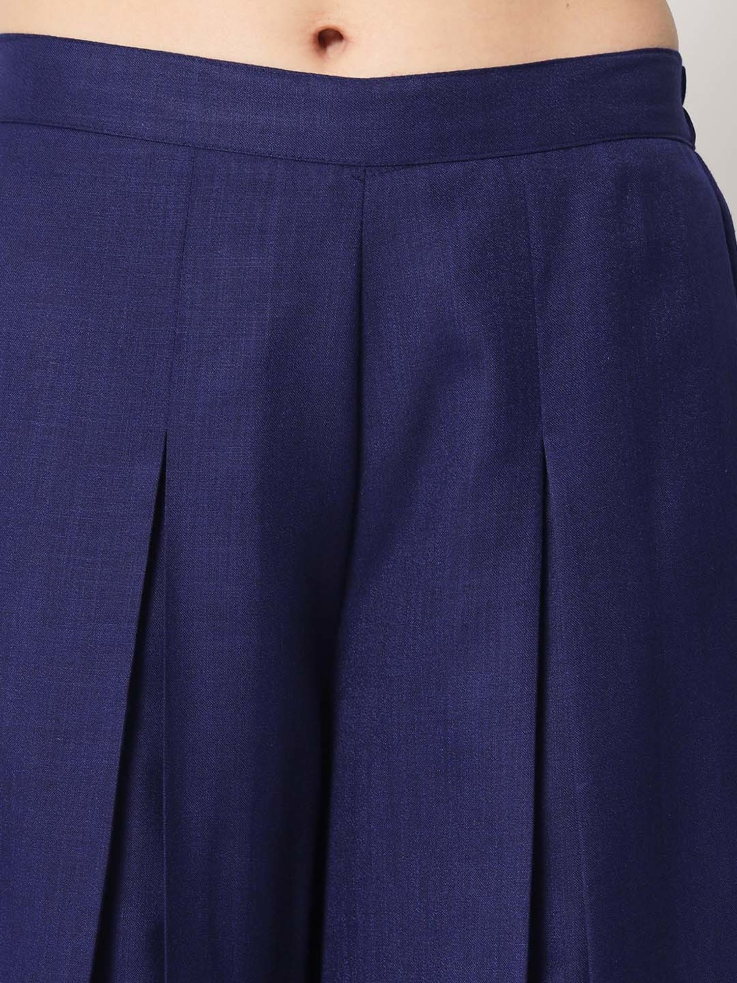 9rasa Navy Cotton Flared Trousers