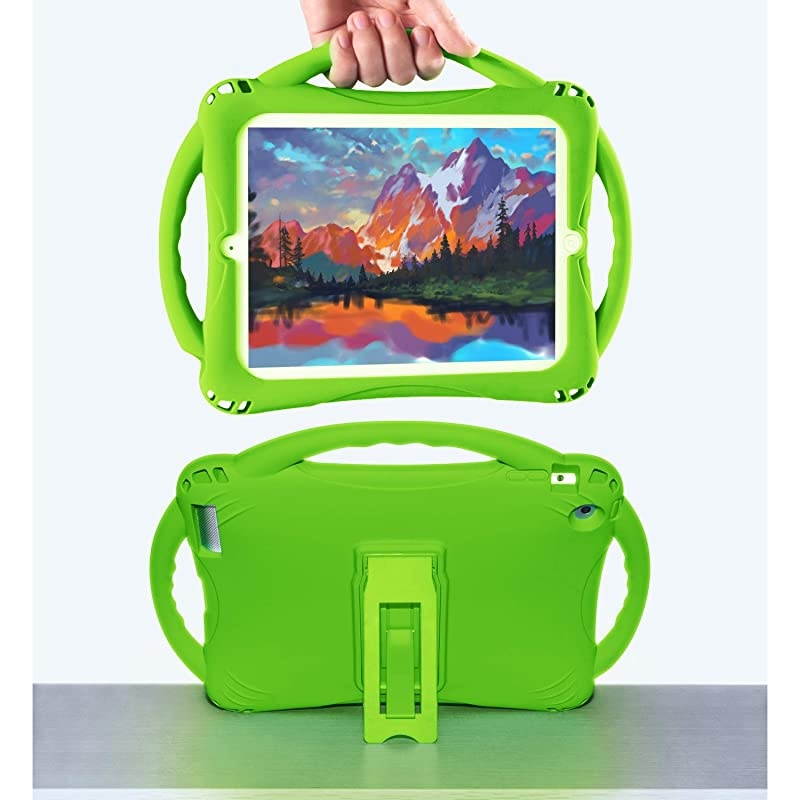 iPad 2 Case for Kids Shockproof Silicone Handle Stand Case CoverampTempered Glass Screen Protector for Old Version Apple iPad 2nd GenerationiPad 3rd GenerationiPad 4th Generation Green