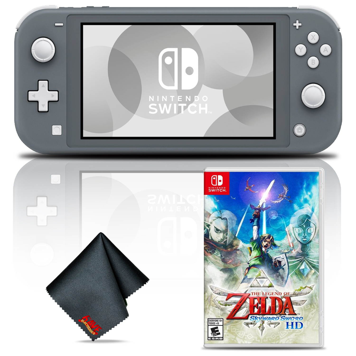 Nintendo Switch Lite Gray Console Bundle with Legend of Zelda Skyward Sword HD