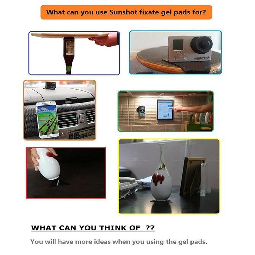 High Quality Fixate Sticky Anti-Slip Gel Pads Cushion [4 Pack], for Use on Glass Mirrors, Whiteboards, Metal Cupboards or tiles, Car GPS and more