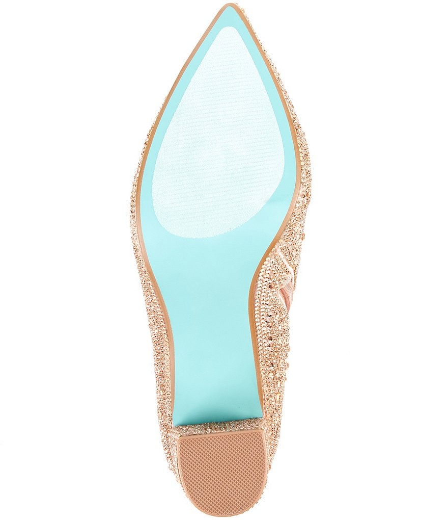 Blue by Betsey Johnson Cady Rhinestone Embellished Block Heel Booties
