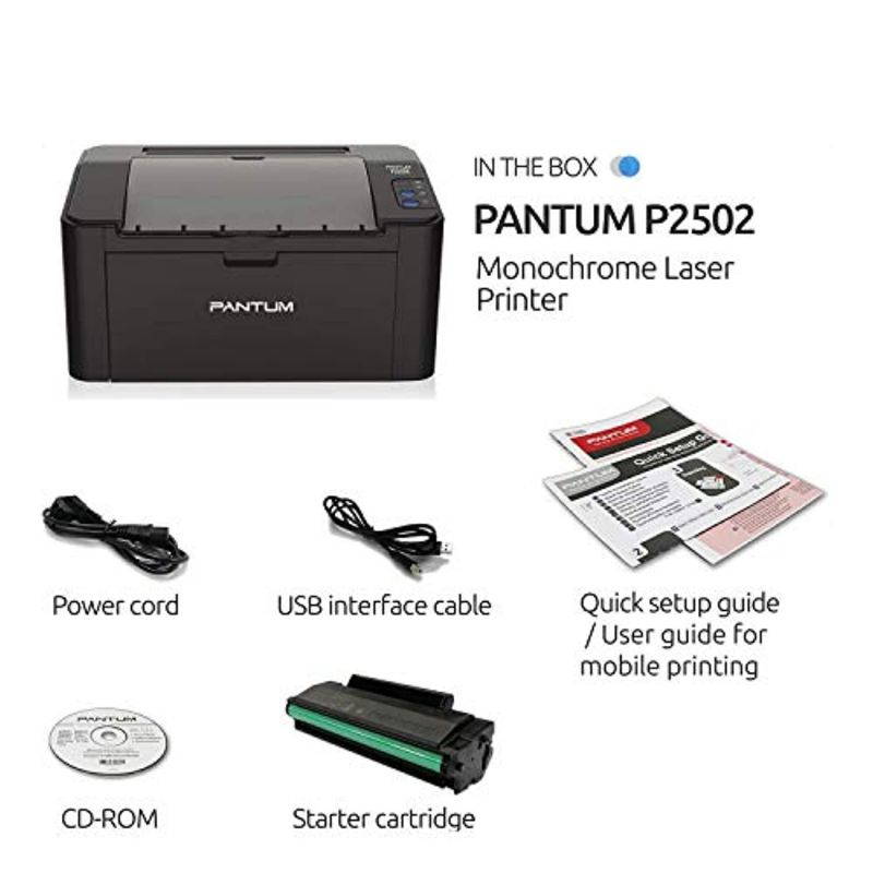 Pantum Mini Monochrome Laser Printer for Home Office School Student Mobile Wireless Printing- Small Laserjet P2502(D1m0n)