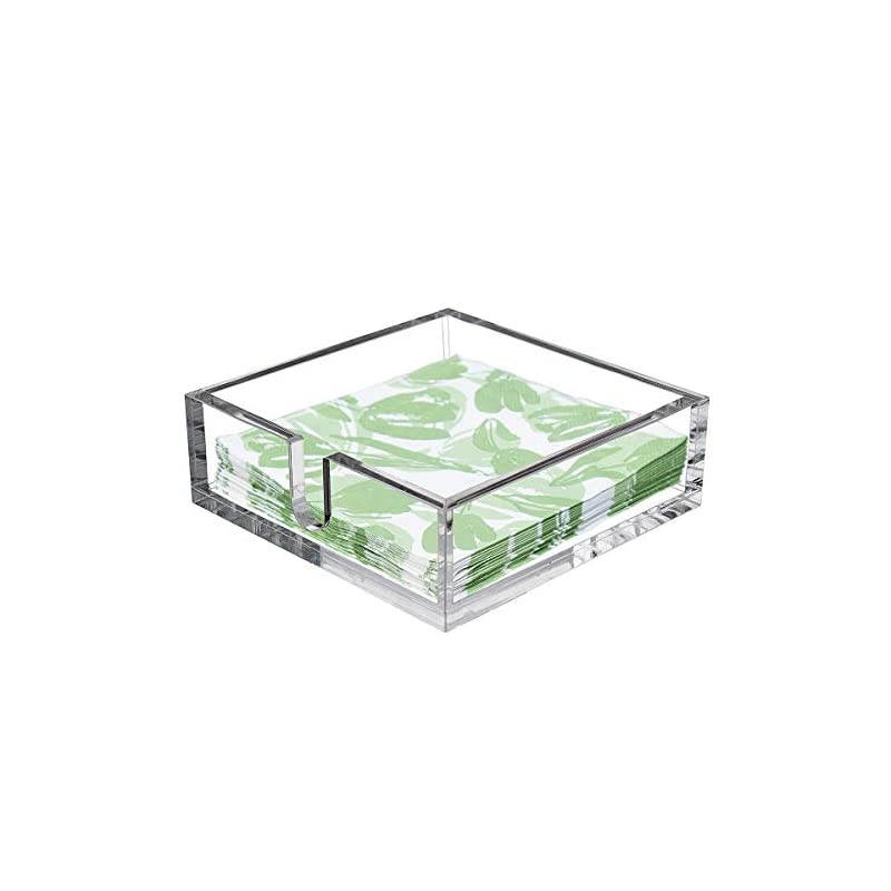 Acrylic Lunch Napkin Holder,Table Top Decorative Napkin Tray for Dining Table and Kitchen,Clear Luncheon Napkin Holder Tissue Dispenser, Horizontal Display,7.1 x 7.1 x 2.6 inches