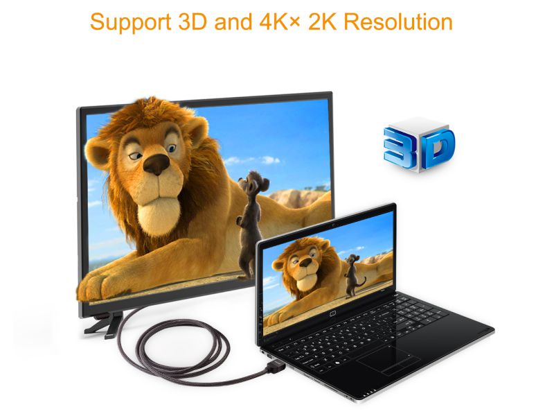 Wavlink 4K HDMI Cable - 6.6ft  Zinc Alloy Shell HDMI Male to HDMI Male cable - Braided Cord (30AWG) - High Speed with Ethernet & Audio Return - Support 4K 2160p, HD 1080p, 3D