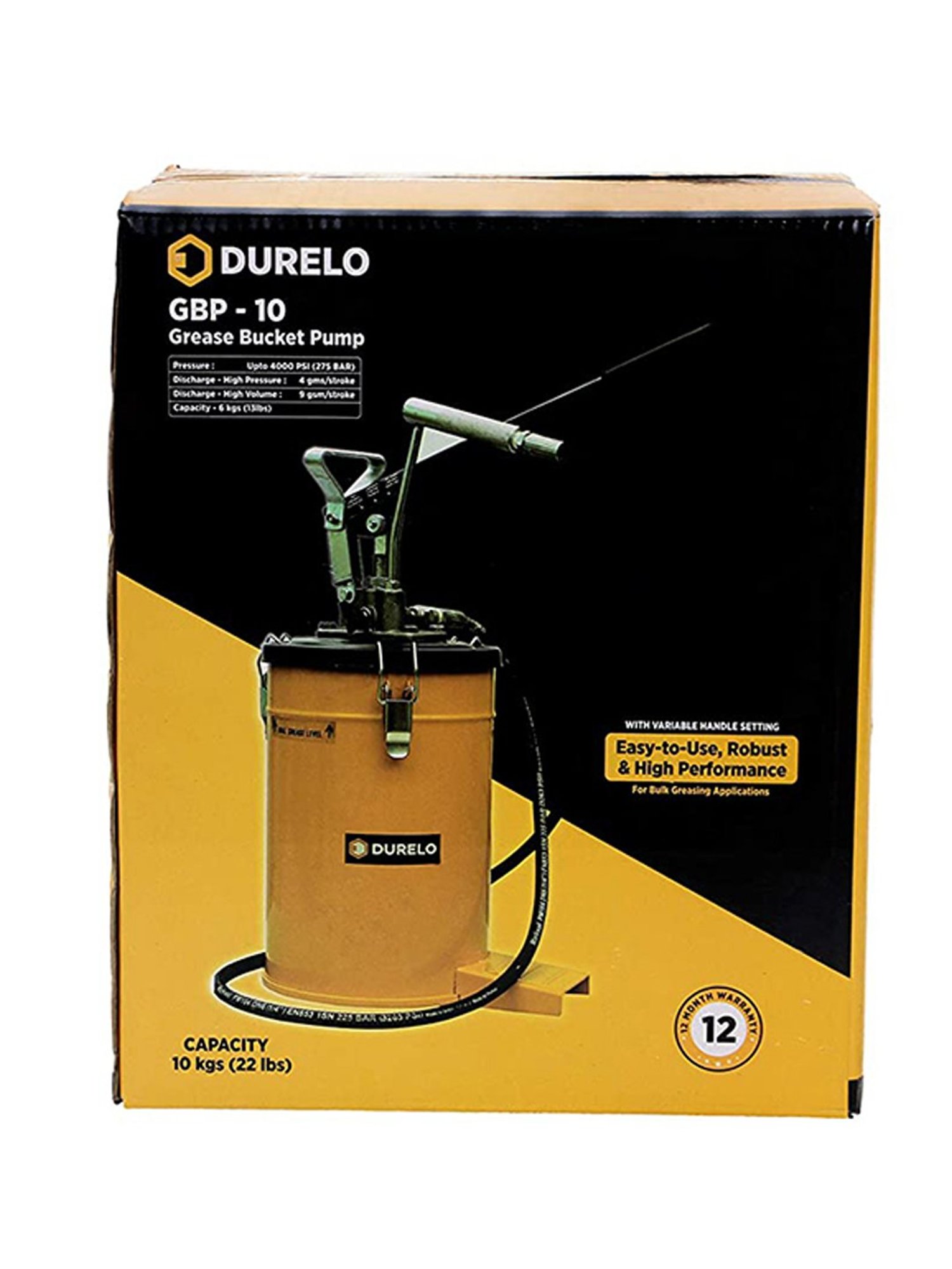 DURELO GBP-10 10Kg Grease Gun Bucket (Yellow)