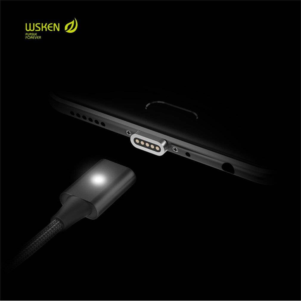 WSKEN Lite Black Data Line Metal Magnetic Cable Quick Charge Powerline Type C