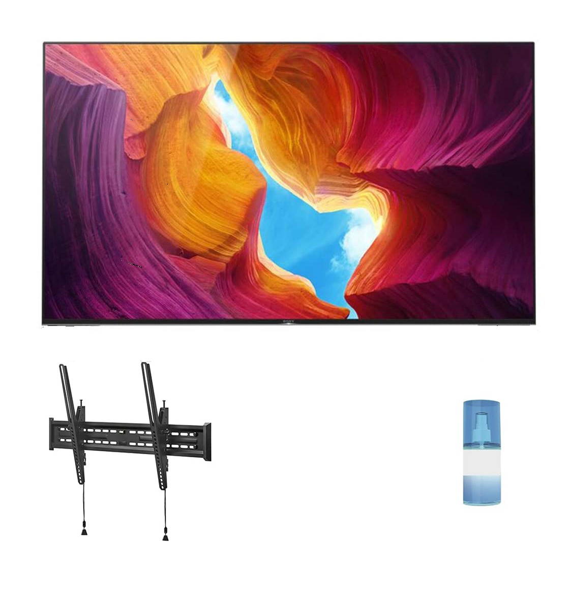 Sony XBR-85X950H 85" 4K Ultra High Definition Full Array LED HDR Smart TV with a Walts TV Large/Extra Large Tilt Mount for 43"-90" Compatible TV's and a Walts HDTV Screen Cleaner Kit (2020)