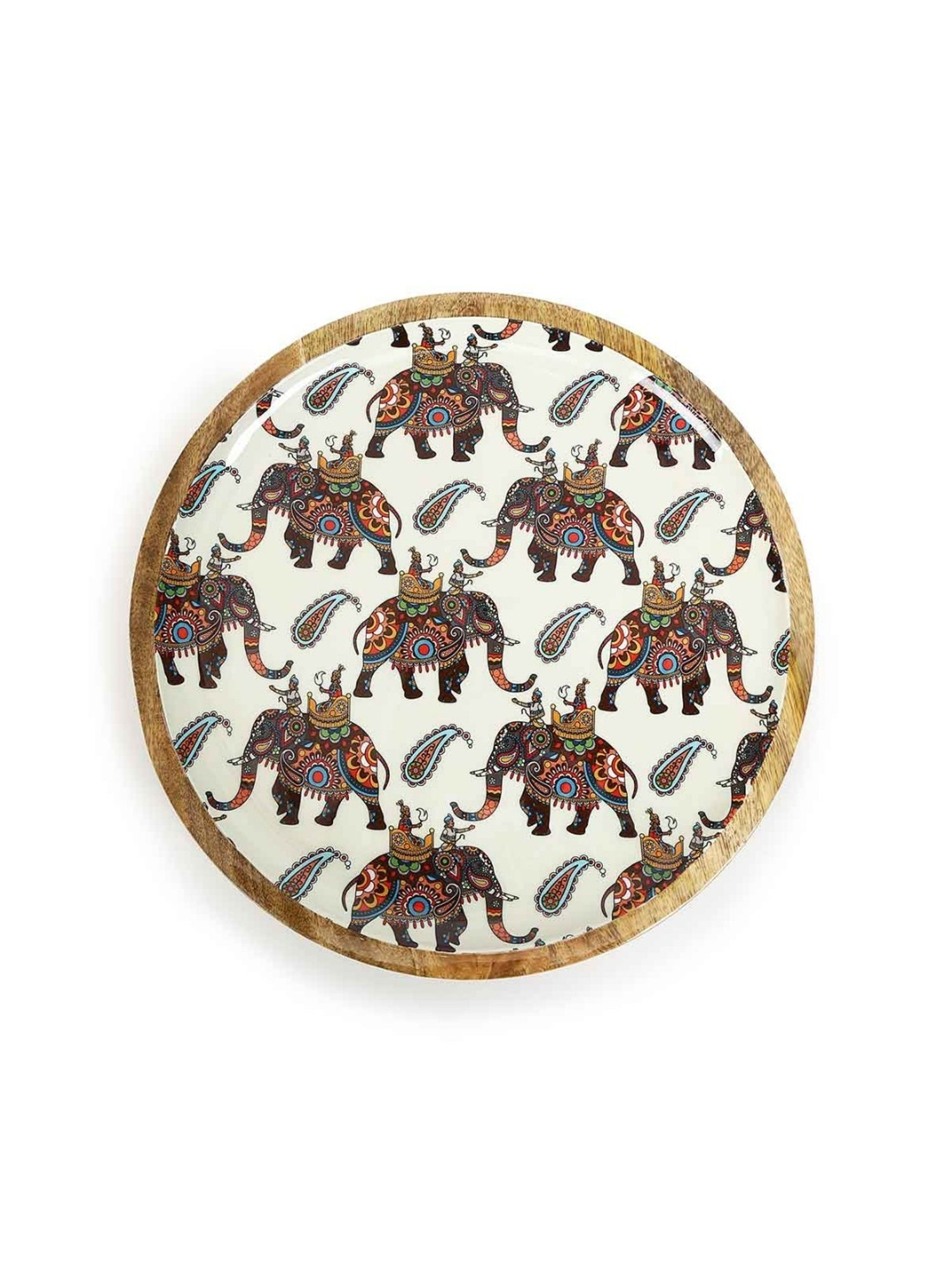 Home4U Ajantha Printed Multicolor Wood Platter