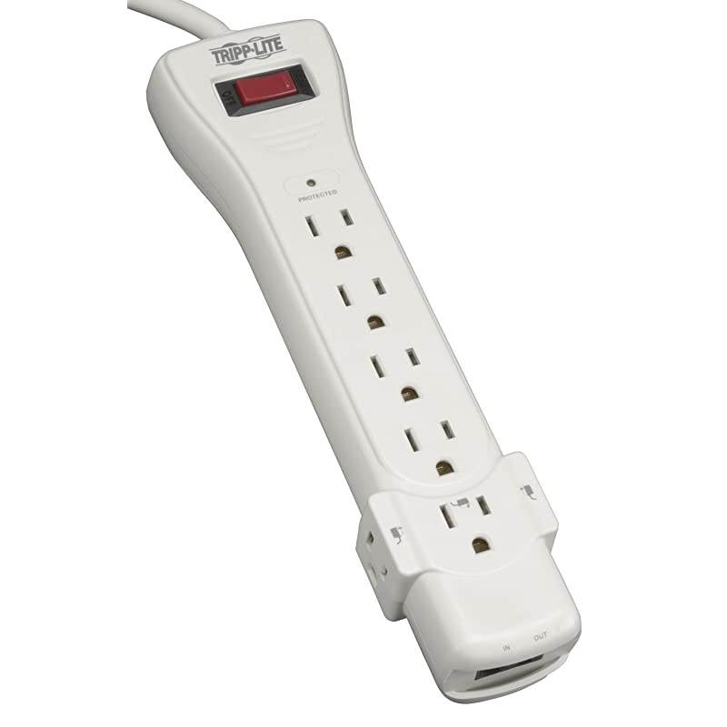 7 Outlet Surge Protector Power Strip 12ft Long Cord RightAngle Plug FaxModem Protection RJ11 $50000 INSURANCE SUPER6TEL12