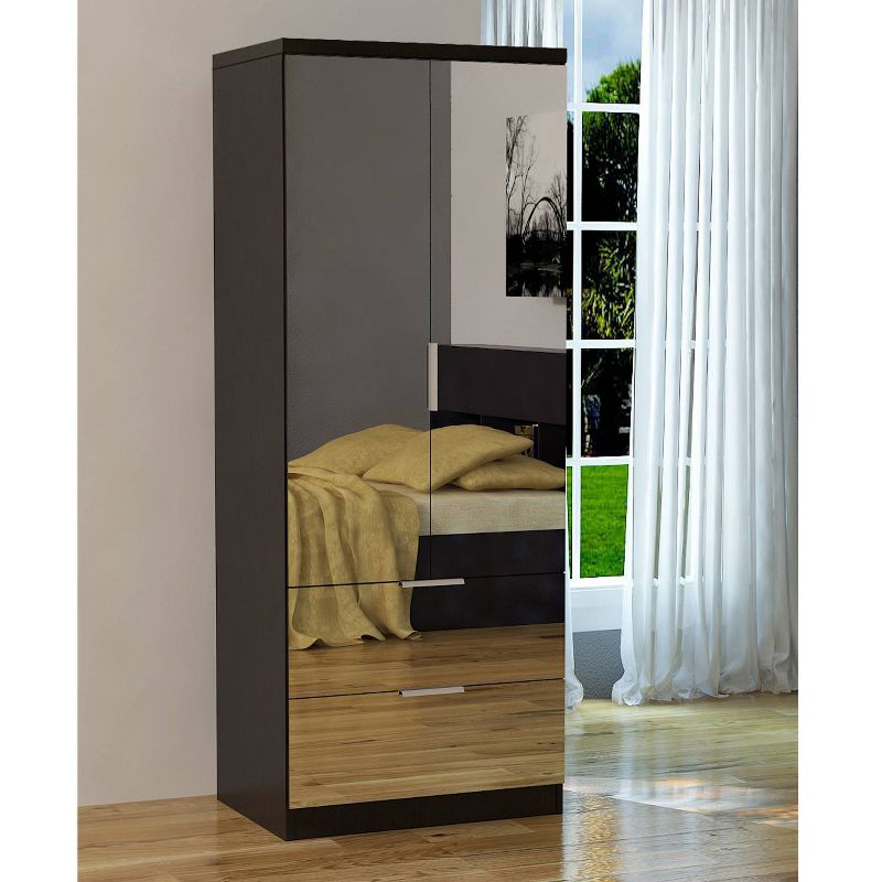 Gianna Mirrored Dresser Black/Silver - Home Source