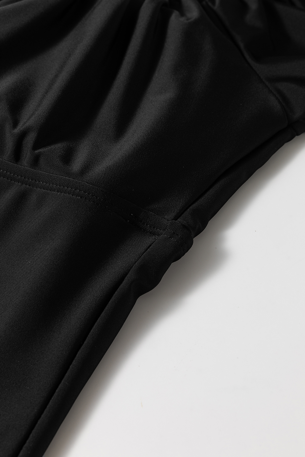 Black Plant Print Zip Front Half Sleeve One Piece Swimsuit