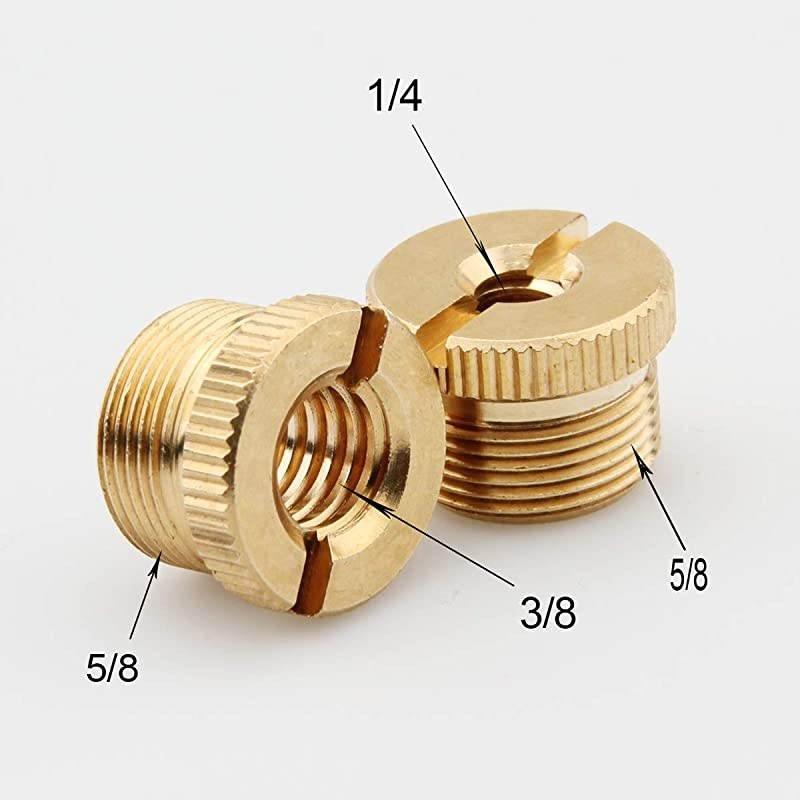 Microphone Stand Adapter 5/8" Male to 1/4" Female, 5/8" Male to 3/8" Female Adapter, Camera Tripod Accessories, 2 Pack(Brass)