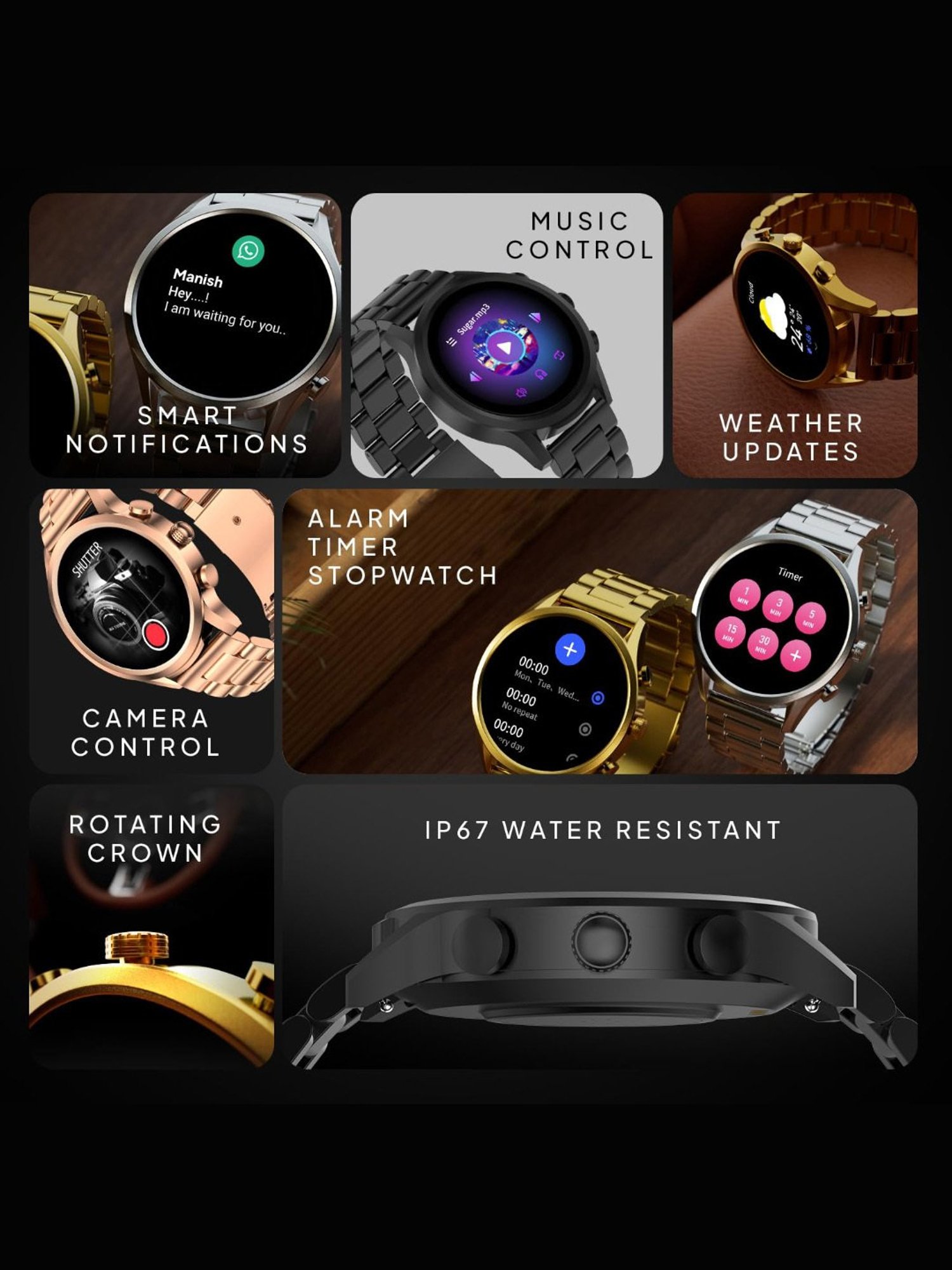 Fire-Boltt Infinity Luxe BT Calling Smartwatch with 1.6 inch HD Round Display (Gold)