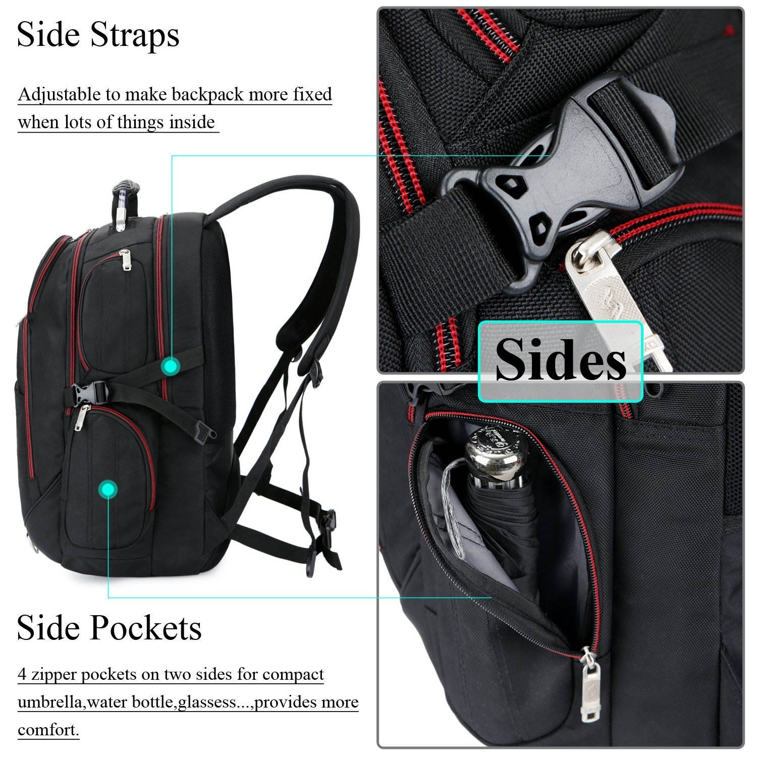 SOCKO 18.4 Inch Laptop Backpack  Travel Bag Hiking Knapsack Rucksack Backpack School College Student Shoulder Back Pack For 18-18.4 Inches Laptop Notebook Computer Mackbook Ultrabook, Black