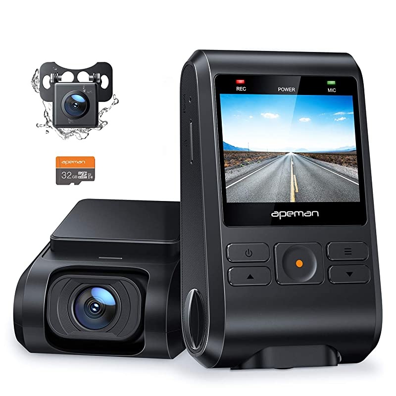 Dual Dash Cam C550, 1080P Front and Rear Hidden Car Driving Recorder, IPS Screen, Night Vision, 170&deg;Wide Angle, WDR, G-Sensor, Parking Monitor, Motion Detection, Loop Recording, Support GPS