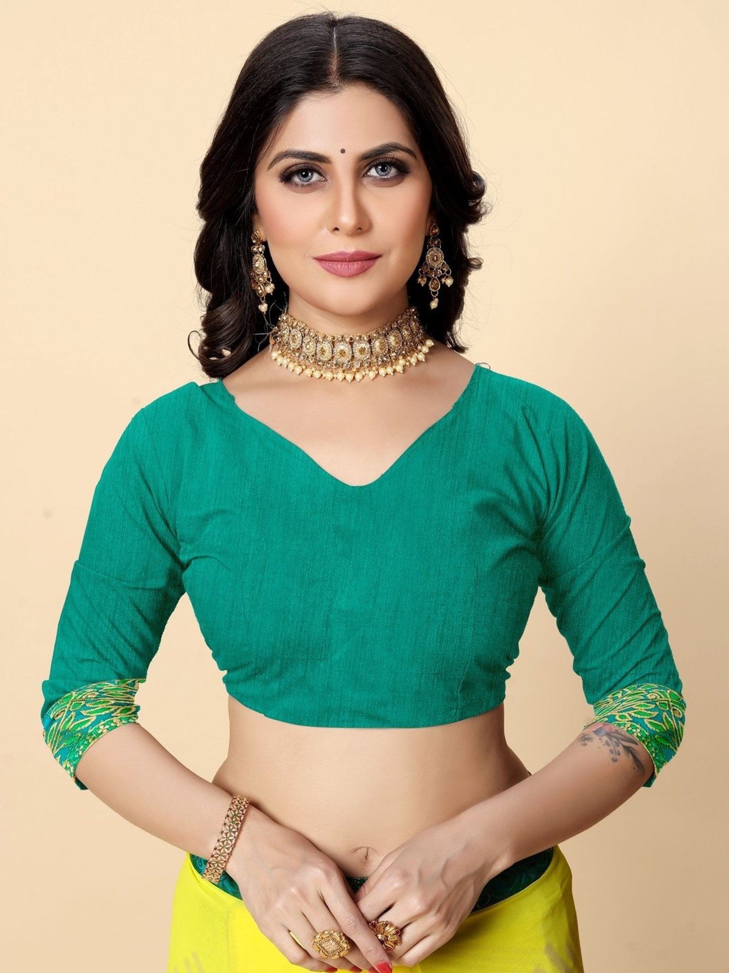 Rangita Yellow Printed Saree With Unstitched Blouse