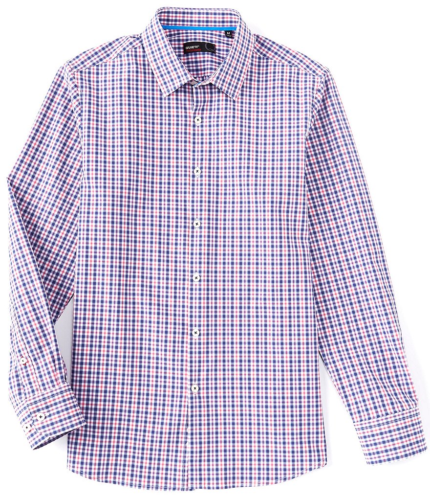 Quieti Non-Iron Plaid Performance Stretch Long-Sleeve Woven Shirt