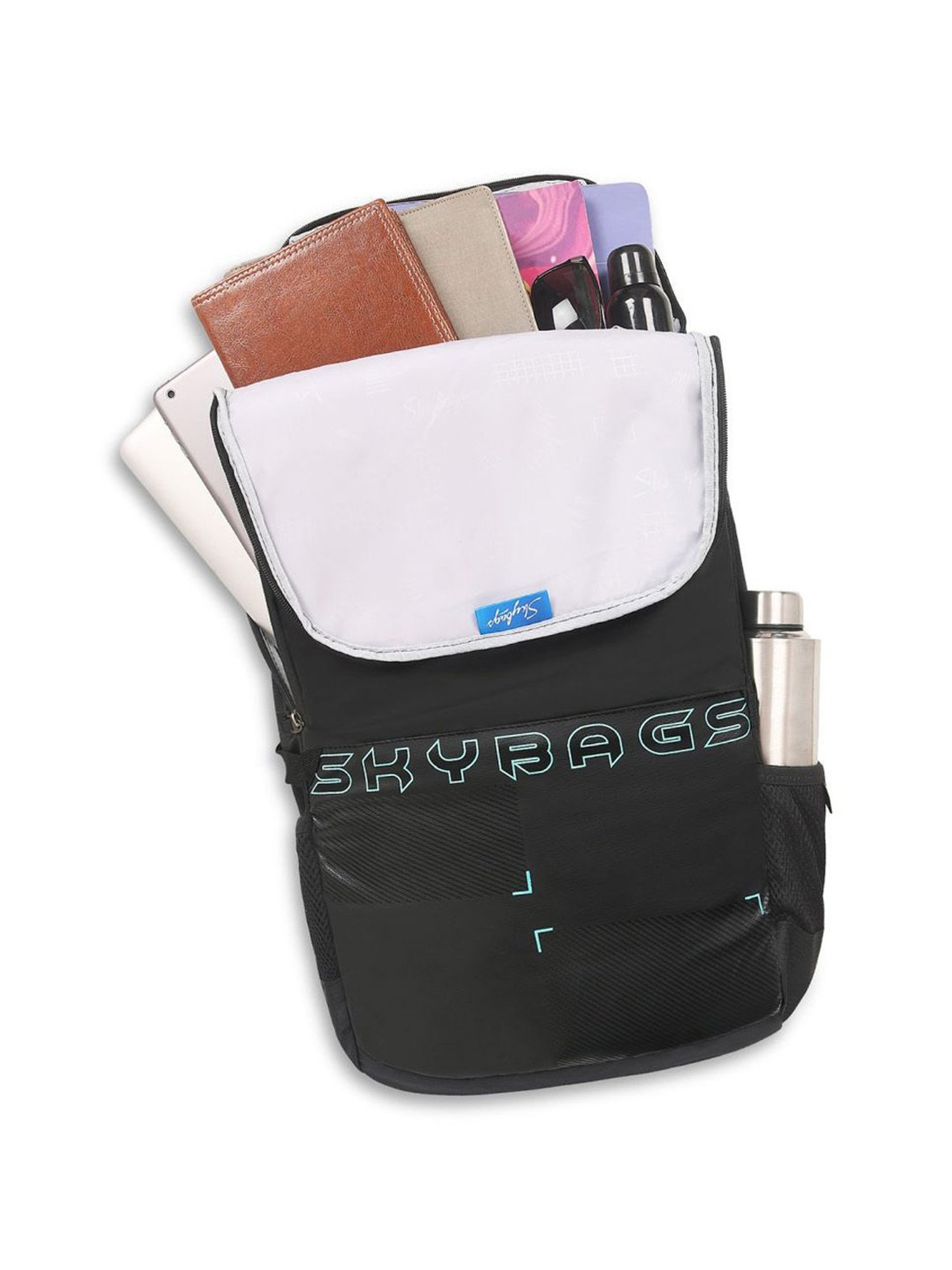 Skybags Xelius Plus 01 Black Polyester Printed Laptop Backpack - 19 Ltrs