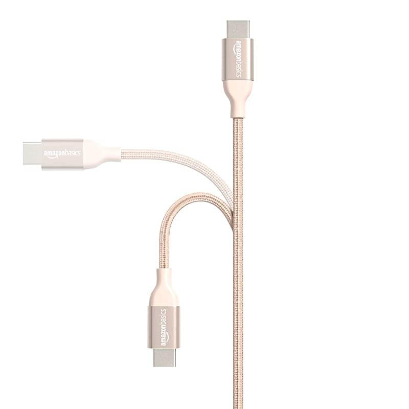 Basics 10 foot Nylon USB-C to USB-A 2.0 Fast Charging Cable, Gold