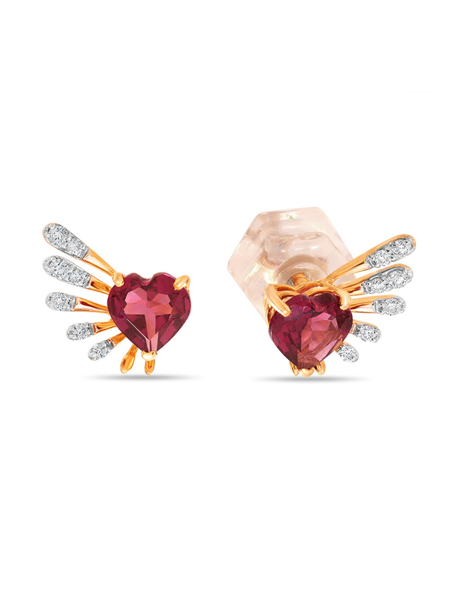 Mia by Tanishq Cupid Edit 14k Gold Diamond & Pink Garnet Stud Earrings for Women