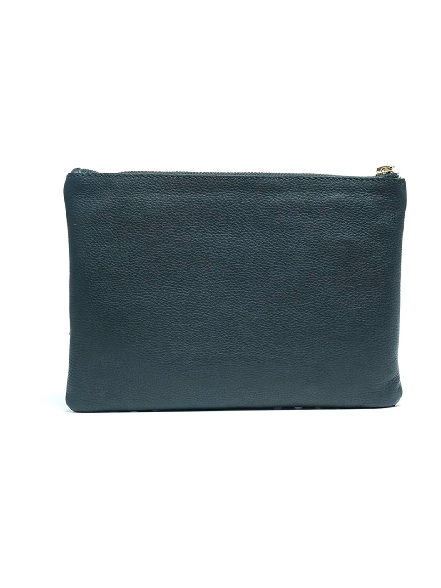 RI2K London Black Leather Medium Textured Pouch