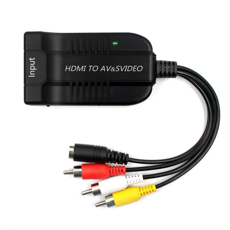 HDMI to Male Composite 3RCA AV R/L Female S-Video Audio Vdieo Converter Adapter Support 720P/1080P with Male RCA Cable for PC Laptop Xbox PS3 TV STB VHS VCR Camera Blue-Ray DVD