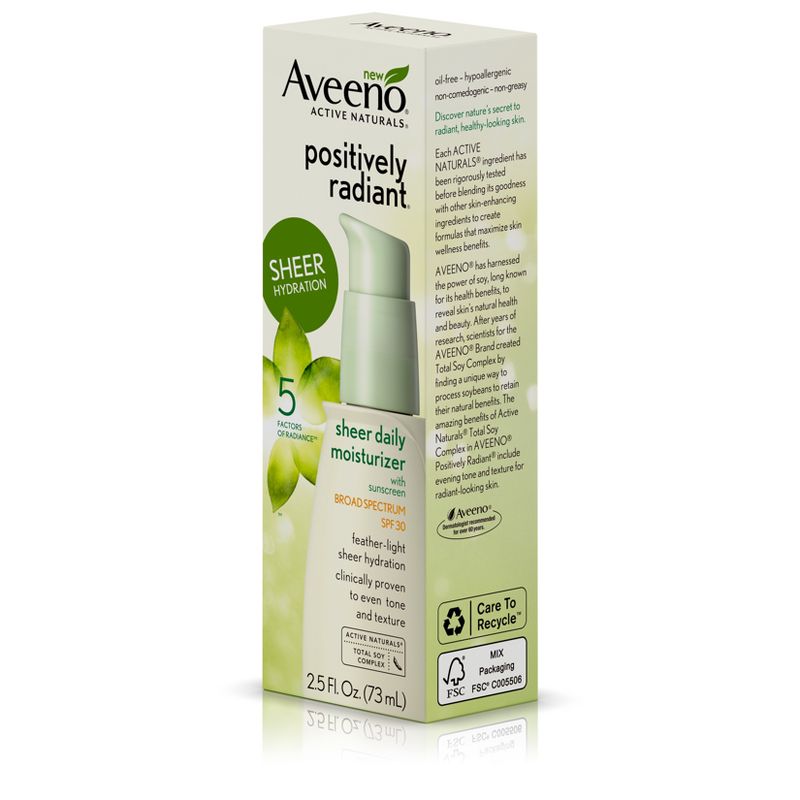 Aveeno Positively Radiant Sheer Daily Moisturizing Lotion - Dry Skin - SPF 30 - 2.5 fl oz
