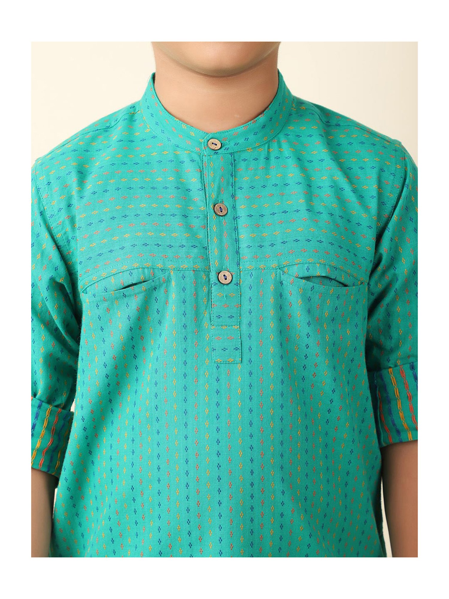 TABARD Kids Red Printed Full Sleeves Kurta