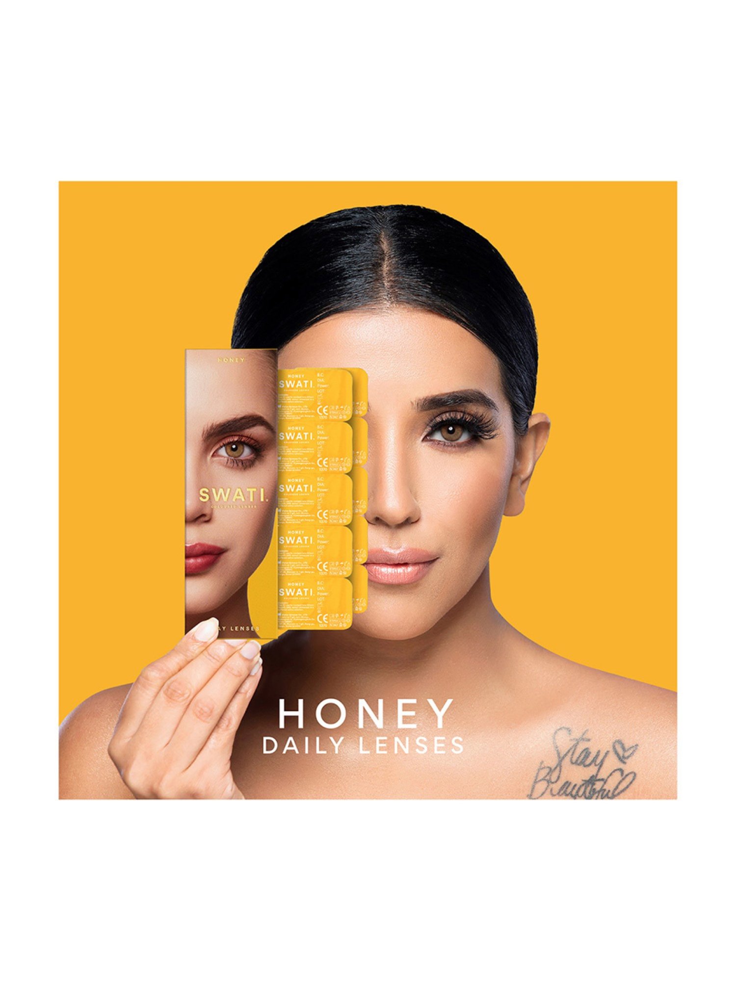 Swati Cosmetics Coloured Contact Lenses - Honey (1 Day, Power -2.25)