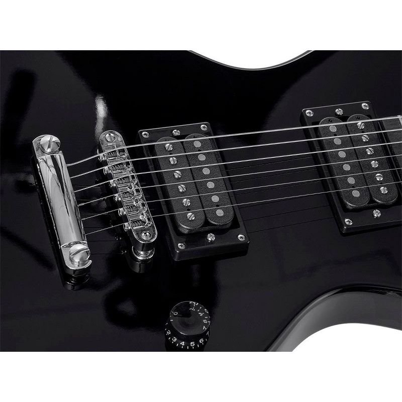 Monoprice 66 Classic V2 Black Electric Guitar with Gig Bag, Right, 6 Strings, Poplar Body, HH Pickups - Indio Series